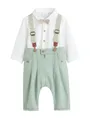 NEXT Baby Jungen 3-teiliges Baby-Set mit Hemd, Hose und Hosenträger Salbeigrün 74-80