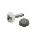 Fensterbankschrauben Edelstahl A2 3,9x22 mm – 100 Stück RAL 7037 Staubgrau mit Abdeckkappen und Polyamid-Dichtscheibe – rostfreie Schrauben, witterungsbeständig, einfache Montage & langlebig