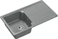 QUADRON Spülbecken NEAL 111 Granitspüle Küche, Größe: 86 x 50 x 20,5 cm, Grau, Küchenspüle Einbeckenspüle Set: Granitspüle + manuell Siphon + Abdeckkappe