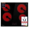 KKT KOLBE Kochfeld Kochplatte Autark Glaskeramik 60 cm | 6 kW | 4 Zonen | 9 Stufen | Rahmenlos | Touch | Abschalt-Timer | Kindersicherung | CH5900RL - Schwarz