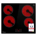 KKT KOLBE Kochfeld Kochplatte Autark Glaskeramik Heizspiralen 60 cm | 6 kW | 4 Zonen | 9 Stufen | Rahmenlos | Touch | Abschalt-Timer | Kindersicherung | CH5900RL