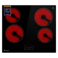 Elektro Glaskeramik Kochplatte Kochfeld Autark 60cm 6 kW 4 Zonen 9 Stufen LED