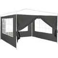 Relaxdays Pavillon Seitenwand 4er Set PE/PVC Grau mit Fenster Verschließbar 2 m x 3 m