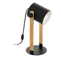 EGLO Tischleuchte HORNWOOD Tischlampe, Nachttischlampe, Retro, Industrial, Stahl, Holz, ohne Leuchtmittel, Wohnzimmer, Esszimmer, Schlafzimmer, 1flammig, schwarz, braun, 42x18cm