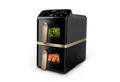 Philips Heißluftfritteuse NA462/70 4000 Series Stacked Dual Basket und 10L Kapazität (5+5L), 2750 W, RapidAir Technologie, Schwarz/Dunkelgrau, kupfer Griff