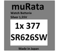 1x Murata/Sony 377 Uhren-Batterie Knopfzelle SR626SW AG4 Silberoxid im Blister