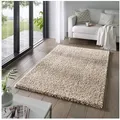TaraCarpet Langflor-Teppich Venezia Shaggy, rechteckig, Höhe: 35 mm, Hochflor Shaggy Uni Beige Wohnzimmer Schlafzimmer 200x290 cm beige rechteckig | 200 cm x 290 cm x 35 mm