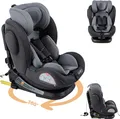 FableKids® NOBLE Kinderautositz mit Isofix | 360° drehbar | Autokindersitz | i-Size 40-150cm | 5-Punkt-Gurt | 8-fach Kopfstütze ECE R129/03 | Grau