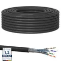 20m Cat7 Erdkabel Verlegekabel Outdoor Lan Kabel Installationskabel Schwarz AWG23/1 CAT 7 S/FTP Ethernet Netzwerk 1000MHz geschirmtes Datenkabel Netzwerkkabel für Außenbereich UV-beständig