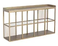 Konsolentisch Regal Offene Kommode 140x80cm Schrank Metall Glas