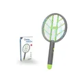 Genius Elektrische Fliegenklatsche Mückenklatsche Set 3-TLG., Insektenschutz Insektenklatsche stark, Akku Aufladbar USB, Mückenschutz für Garten Camping Outdoor Zuhause