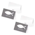 itenga 48 x Tischkarten Platzkarten Namensschild Fisch Kommunion Taufe Konfirmation (grau)