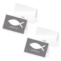 itenga 48x Tischkarte Fisch grau Platzkarte Kommunion Taufe Konfirmation modern