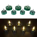 7er Set LED Kerzen Teelichter XL Shiny mit 6-Stunden Timer und spiegelnder Glanzoberfläche (Salbei)