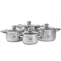 Topfset Edelstahl 8-tlg. Zinco – induktionsgeeignet, mit Glasdeckeln, spülmaschinenfest, robuste Qualität - Silber