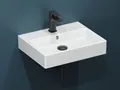 Aqua Bagno Waschbecken Keramik 50cm, Handwaschbecken mit Überlauf, weiß, Gästebad (Keramikwaschbecken, mit Hahnlochbohrung, Gäste-WC), Hängewaschbecken
