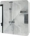 Mondeer Spiegelschrank 68 x 12.9 x 66 cm mit 2 Türen Hängeschrank Badezimmerspiegel weiß Badspiegel