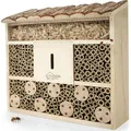 WILDLIFE HOME Bienenhotel Insektenhotel mit Rindendach I Unbehandelt, Bienenhaus aus Massiv-Holz für Bienen, Marienkäfer & Florfliegen, Insektenh...