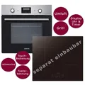 Einbau Herdset Backofen Umluft Timer autarkes Induktionskochfeld 60 cm rahmenlos - Silber