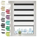 Doppelrollo Klemmfix ohne Bohren 110cm x 150cm Schwarz/Weiß Duo Rollo Klemmrollo Sonnenschutzrollo Fensterrollo für Fenster & Türen Zebrarollo Seitenzugrollo