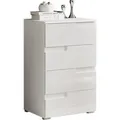 Kommode SPICE 2 in weiß Hochglanz, 4 Schubkästen, 50 cm breit - Weiß