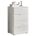 Stella Trading SPICE Kommode in Hochglanz Weiß - Modernes Sideboard mit viel Stauraum für Ihren Wohnbereich - 50 x 80 x 40 cm (B/H/T)