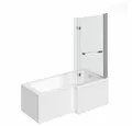 HOME DELUXE Badewanne ELARA, 170 x 85 x 53 Badewanne mit Dusche, inkl. Duschabtrennung & Zubehör