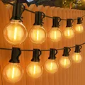 GPATIO LED Lichterkette Außen, 45M Lichterkette außen strom mit 75+2 Stk. Warmweiße G40 Glühbirnen Plastik, IP45 Wasserdicht Innen/Außen Lichterketten für Garten, Terrasse, Hochzeiten, Partys
