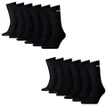 PUMA 12 Paar Socken Cush Crew Sportsocken Tennis Socken Unisex, Farbe:200 - black, Socken & Strümpfe:35-38
