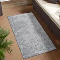 carpet city Outdoor Teppich Wetterfest 80x150 cm - Grau - Wendeteppich, Beidseitiges Meliertes Rauten-Muster - Balkonteppich Wasserfest Outdoor - Terrassenteppich