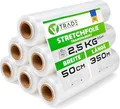 V1 Trade Stretchfolie Transparent Strechfolienrolle - 6 Wickelfolie - Handstretchfolie 350m/50cm Verpackungsmaterial - Verpackungsfolie auf Rolle - Folie Für Möbel - Folien Für Umzug - Umzugsfolie