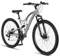 Chillaxx Bike Falcon Premium Mountainbike in 29 Zoll - Fahrrad für Jungen, Mädchen, Damen und Herren - Scheibenbremse- 21 Gang-Schaltung - Vollfederung (Grey-Disc-Bremse, 29 Zoll)