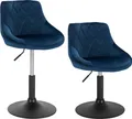 WOLTU Barhocker 2er Set Tresenhocker Barsessel mit Rückenlehne aus Samt und Metall, Blau