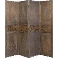 Homestyle4u Paravent Raumteiler 4 teilig Holz Schnitzerei Braun Indoor - Braun