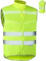 Prowiste Fahrradweste Herren & Damen – Leuchtweste mit Reflektorstreifen – Atmungsaktiv (Mesh) – mit Rückentasche – Laufweste – Reflektorweste – Reflektierende Weste – XL