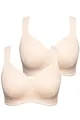 Ulla Popken Damen große Größen Übergrößen Plus Size Mikrofaser-BH, 2er-Pack, ohne Bügel, vorgeformte Cups beige 125C 793032300-125C