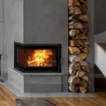 Kratki Kamineinsatz aus Stahl SIMPLE rechts 6 kW Ø 150 schwarz Verkleidung
