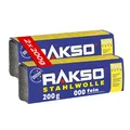 RAKSO Stahlwolle fein 000-400 g, 2 Banderolen à 200g, Zwischenschliff von Lack, Schellack, poliert Kupfer, Messing & Öl, Wachs auf Holz