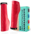 AARON FIT Fahrradgriffe mit Gel Dämpfung | Sportliche Lenkergriffe aus rutschfestem Gummi | Lock-On Lenkergriffe geeigent für E-Bike, Trekkingrad, Mountainbike, Crossbike, Fixie u.v.m. Rot