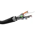 Cat 7 Outdoor Netzwerkkabel, S/ftp (pimf), Schwarz, 100 M, Sauerstofffreier Kupferleiter (ofc), Awg 23/1 (solid), Polyethylen-kabelmantel (pe). Kabellänge 100 M