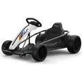 Kinder Elektroauto "e-Gokart" mit 24V und Driftfunktion + 2x 12V9AH Akku und 2 Motoren- weiss - Schwarz/Weiß
