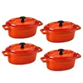 BUTLERS 4er Set Mini-Auflaufformen oval aus Keramik | kleine Auflaufform mit Deckel | backofenfest | auch als Soufflé Förmchen und Tapas-Schalenset geeignet