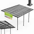 Juskys Terrassenüberdachung Borneo 5x3 m – Aluminium Terrassendach mit Doppelstegplatten Sonnenschutz Wandmontage Überdachung für Terrassen Dunkelgrau