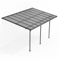 Juskys Terrassenüberdachung Borneo 5x3 m — Sonnenschutz aus Aluminium mit grauen Doppelstegplatten — Terrassendach zur Wandmontage in Dunkelgrau