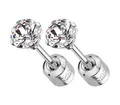 Taffstyle Paar Ohrstecker Ohrringe Edelstahl Stecker Ohrstecker Schraubverschluss Zirkonia Stein (Silber), Geschenke für Frauen Freundin zum Geburtstag Weihnachten Valentinstag