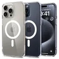 Spigen für iPhone 15 Pro Max Ultra Hybrid MagFit Hülle [Anti-Yellowing] Case Handyhülle Transparent Dünn Slim Kompatibel mit MagSafe -Weiß