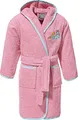 Erwin Müller Kinder-Bademantel mit Kapuze Frottier rosa Größe 110/116 - angenehm weich, saugstark, mit Taschen und Bindegürtel, Stickerei Elfen