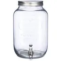 Relaxdays Getränkespender Glas Edelstahl Transparent Doppelwandig Spülmaschinenfest mit Zapfhahn 8 L 32 cm x 18 cm x 18 cm 2.1 kg