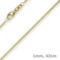 1mm feine Panzerkette 585 Gold Gelbgold, Kette Collier Halskette, 42cm, Damen