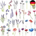 COKTAK 12 Blätter Aquarell Lavendel Temporäre Tattoos Frauen Bunt Winde E